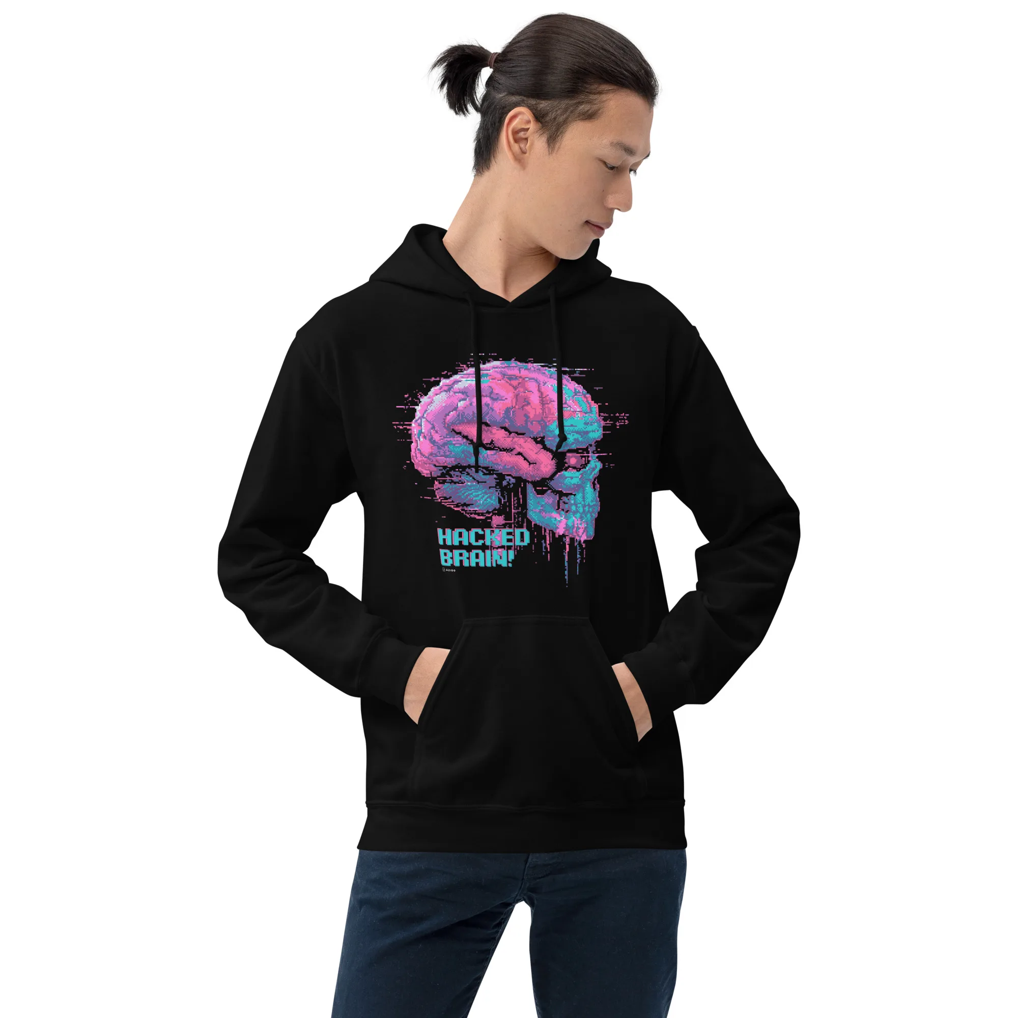 Hacked Brain - Sudadera con capucha unisex - Imagen 2
